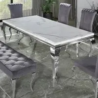 Laval Small Dining Table with Chrome Legs - White, Marble alternate view