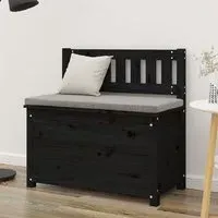 Laval Small Storage Bench with Backrest - Black, Pine