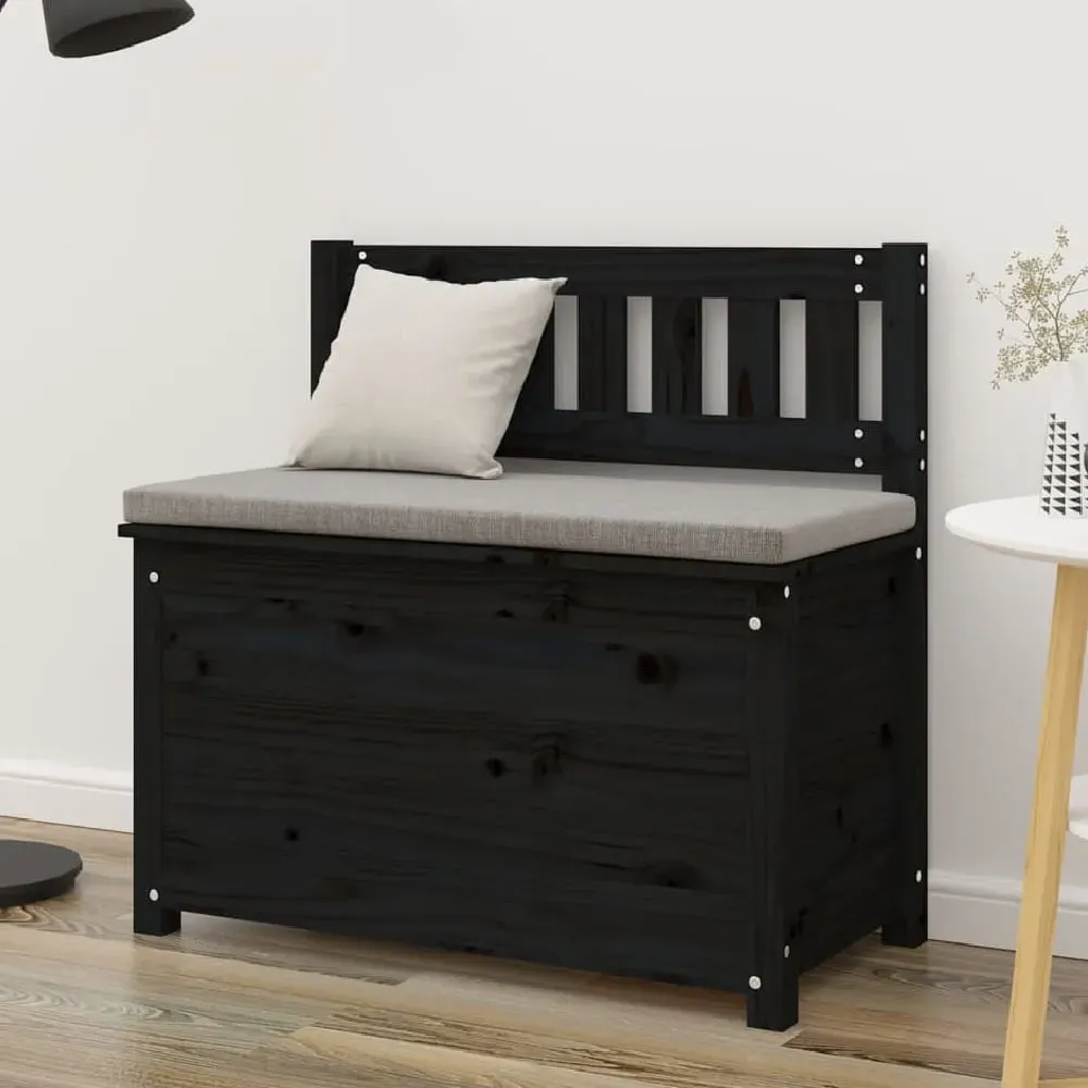 Laval Small Storage Bench with Backrest - Black, Pine image