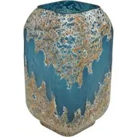 Laval Tall Glass Planter - Blue, Gold