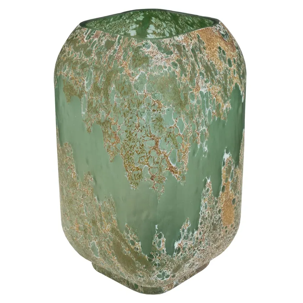 Laval Tall Glass Planter - Green, Gold