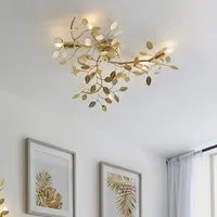 Laveen 6 Light Floral Flush Ceiling Light - Gold, Metal