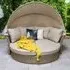 Lavey Rattan Garden Daybed with Cushion - Natural