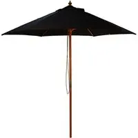 Lavi Round 2.5M Parasol with Wood Pulley - Black