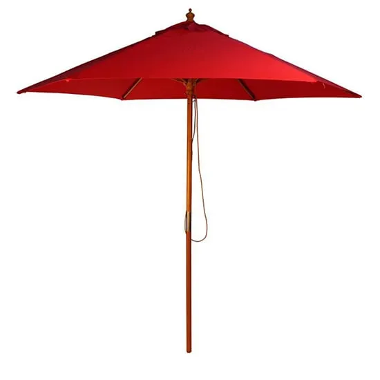 Lavi Round 2.5M Parasol with Wood Pulley - Red