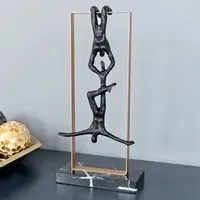 Lawton Resin Acrobats Sculpture with Brass Frame - Black