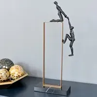 Lawton Resin Helping Hand Sculpture with Brass Frame - Black