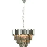 Lawton Small 4-Tier Chandelier Ceiling Light - Nickel, Glass