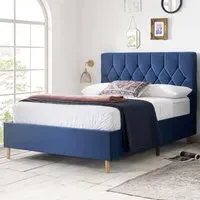Laxly Double Bed Frame - Blue, Fabric