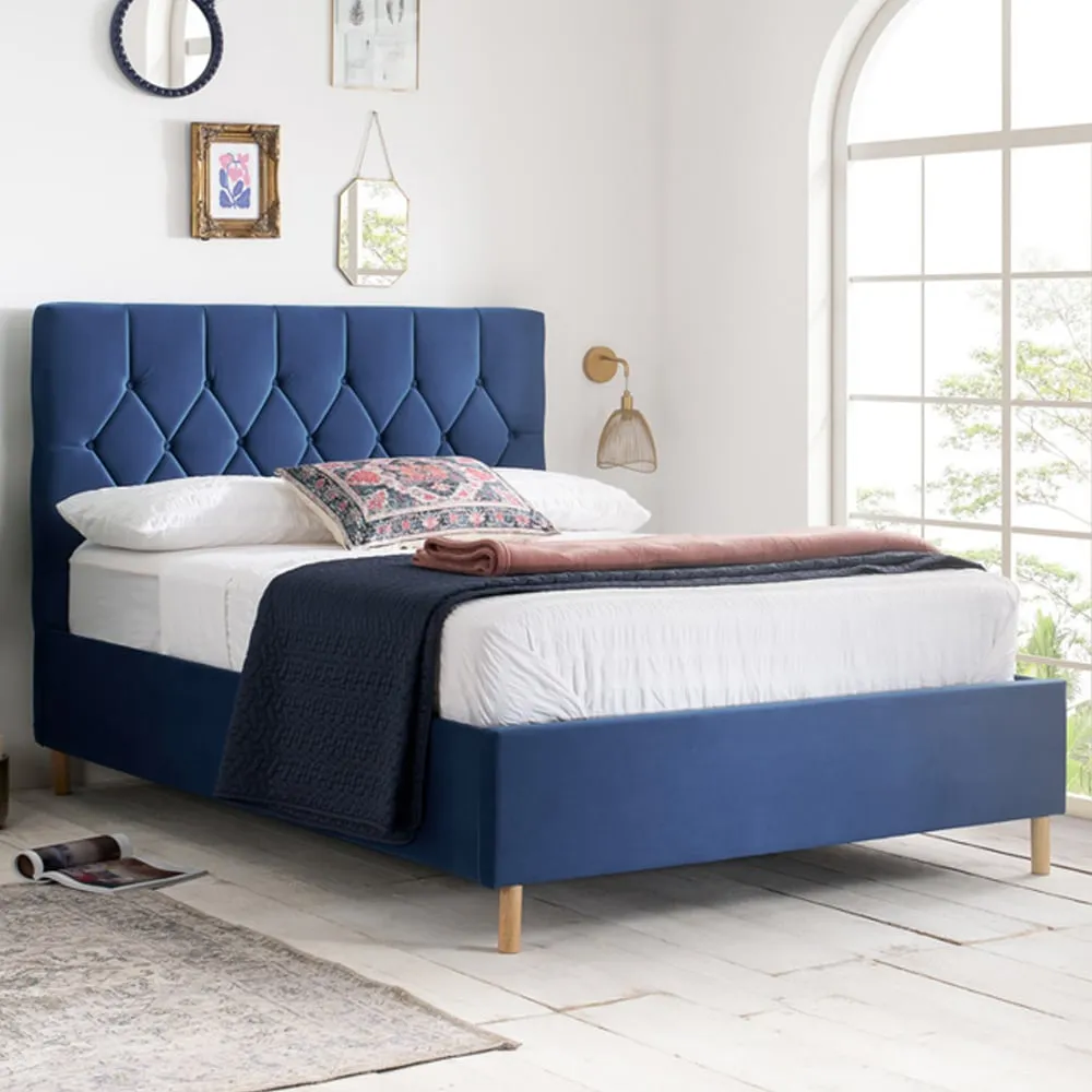 Laxly Double Ottoman Bed with Storage - Blue, Fabric image