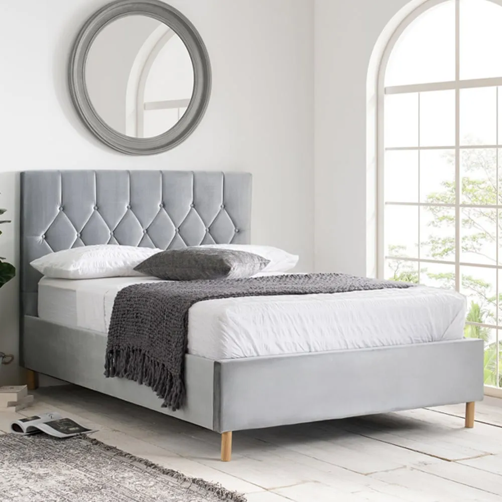 Laxly Double Ottoman Bed with Storage - Grey, Fabric