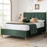 Laxly King Size Ottoman Bed with Storage - Green, Fabric