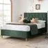 Laxly King Size Ottoman Bed with Storage - Green, Fabric