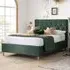Laxly Small Double Bed Frame - Green, Fabric