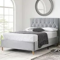 Laxly Small Double Bed Frame - Grey, Fabric
