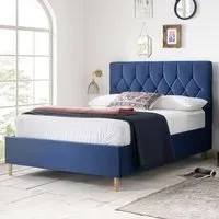 Laxly Small Double Ottoman Bed with Storage - Blue, Fabric