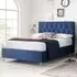 Laxly Small Double Ottoman Bed with Storage - Blue, Fabric