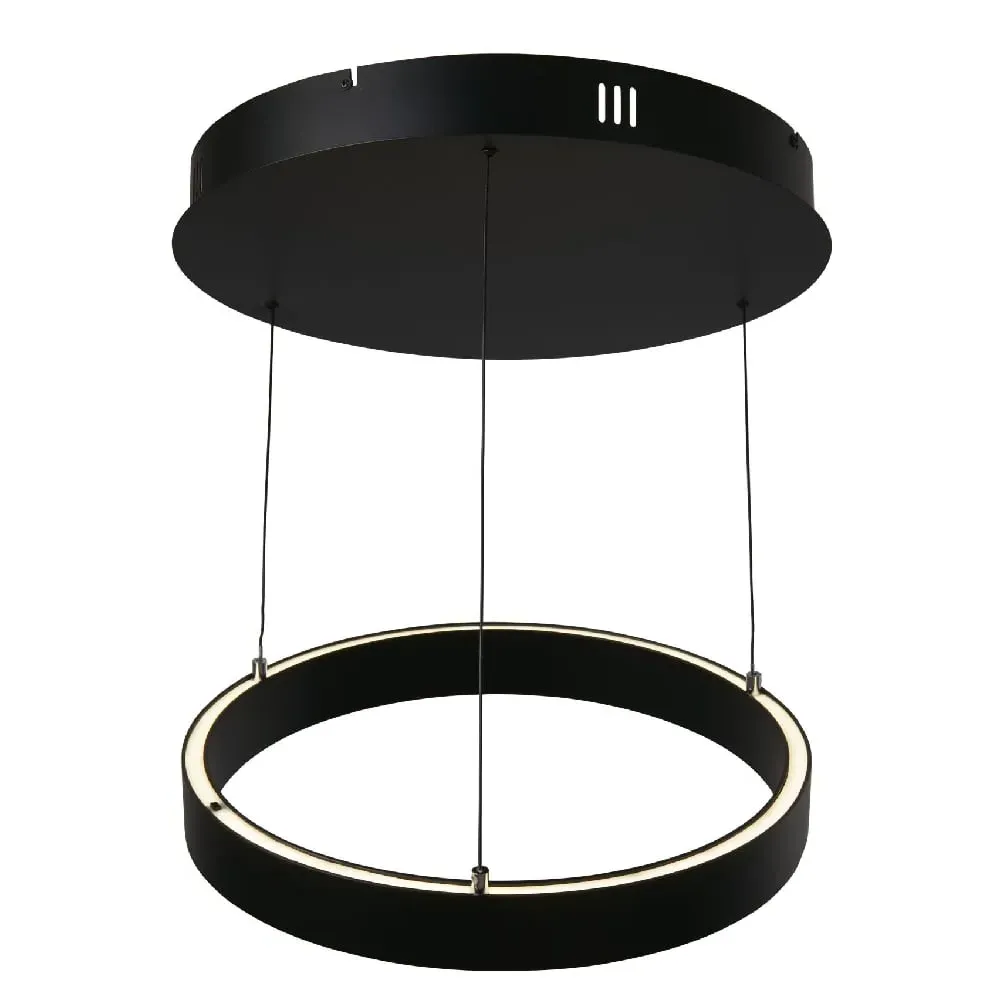 Layla Large Round Pendant Light - Black, Opal Acrylic