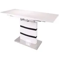 Layne Extendable Dining Table with Chrome Base - White, High Gloss