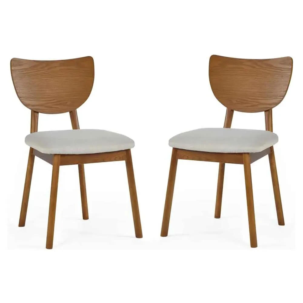 Layton Dining Chair with Fabric Seat, Pair - Cherry Ash, Wood product