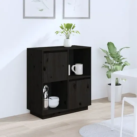 Lazaro Sideboard with 2 Doors - Black, Pine Wood image