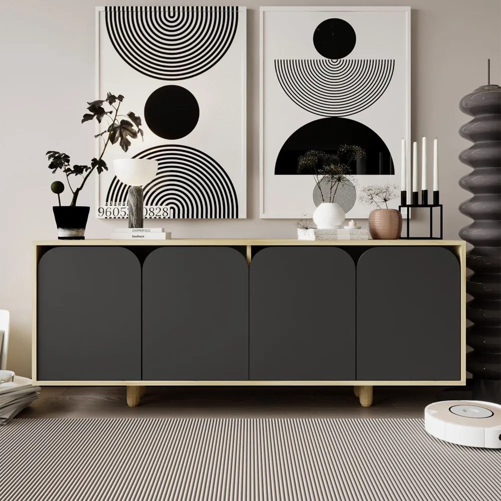 Lazio 4-Door Sideboard - Anthracite, Melamine Coated Chipboard product