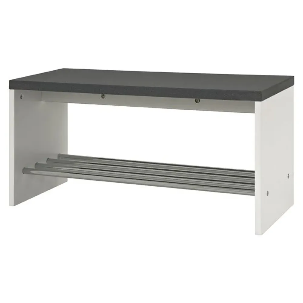 Leandro Shoe Rack Bench with Undershelf - Granite, Wood image