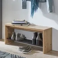 Leandro Shoe Rack Bench with Undershelf - Oak, Wood