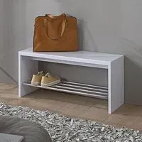 Leandro Shoe Rack Bench with Undershelf - White, Wood