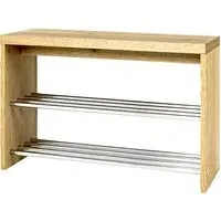 Leandro Wooden Shoe Storage Bench - Oak, Chrome