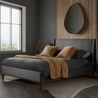 Lebanon Velvet King Size Bed - Grey