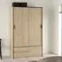 Lebanon Wardrobe with 2 Sliding Doors 2 Drawers - Oak