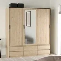 Lebanon Wardrobe with 2 Sliding Doors 4 Drawers - Oak