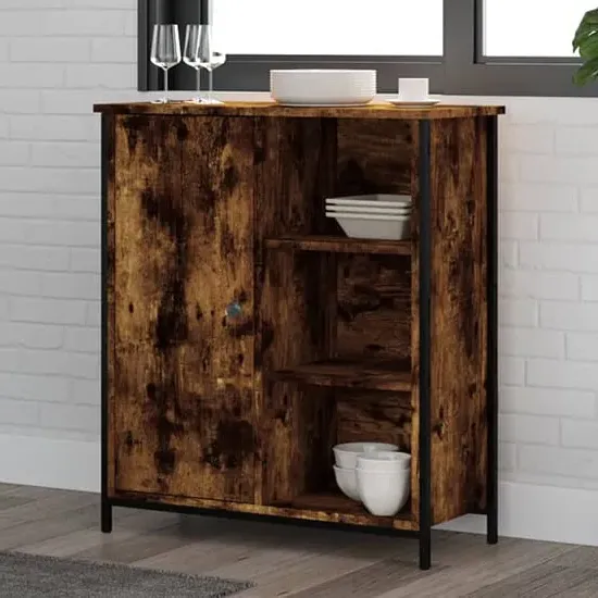 Lecco Sideboard with 1 Door 2 Shelves - Smoked Oak