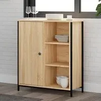 Lecco Sideboard with 1 Door 2 Shelves - Sonoma Oak
