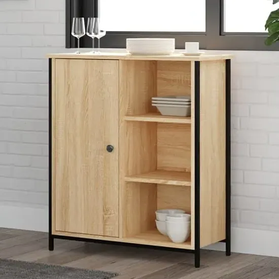 Lecco Sideboard with 1 Door 2 Shelves - Sonoma Oak
