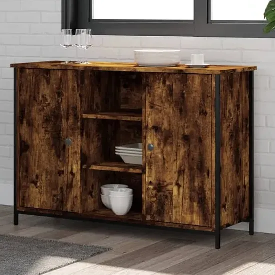 Lecco Sideboard with 2 Doors 2 Shelves - Smoked Oak