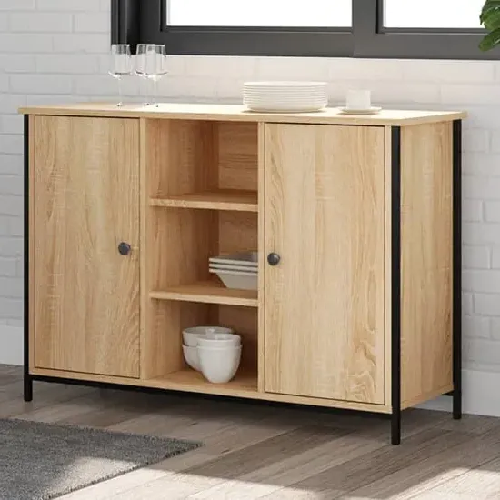 Lecco Sideboard with 2 Doors 2 Shelves - Sonoma Oak