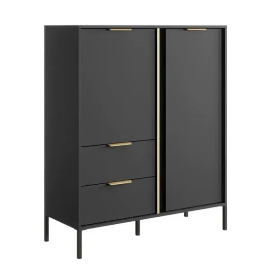 Lech Highboard with 2 Doors 2 Drawers - Anthracite