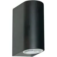 LED 2 Light Outdoor Wall Light - Black, Glass