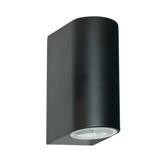LED 2 Light Outdoor Wall Light - Black, Glass