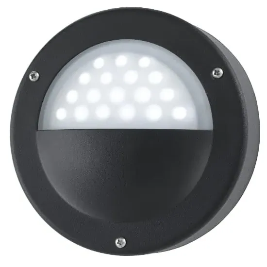 LED Circular Outdoor Wall Light - Black, Polycarbonate