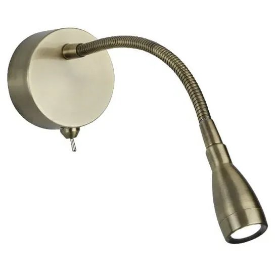 Led Flexi Wall Lamp with Reading Light - Antique Brass image