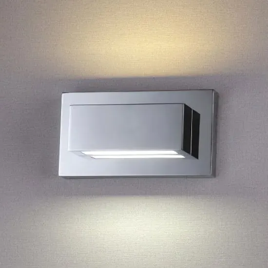LED Oblong Wall Light with Up Down Light - Chrome