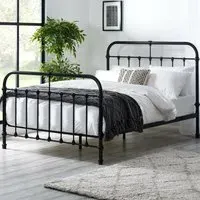 Leduc Small Double Bed Frame - Black, Metal