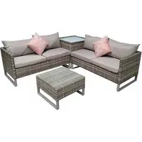 Ledyard L-Shaped Garden Corner Sofa Set with Storage - Light Grey