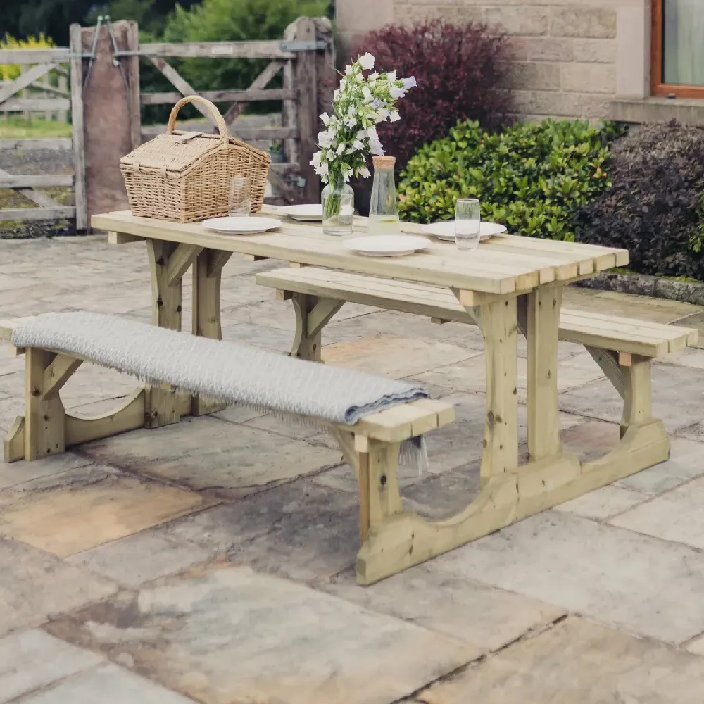 Ledyard Large Picnic Dining Set - Natural, FSC Certified Wood product