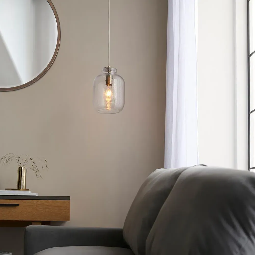 Ledyard Pendant Light - Antique Brass, Textured Glass image