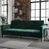 Leeds Velvet Sofa Bed with Black Legs - Green
