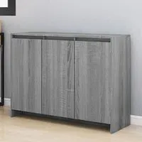 Leehi 3-Door Sideboard - Grey Sonoma Oak, Engineered Wood